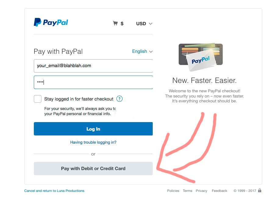 Pay without PayPal account